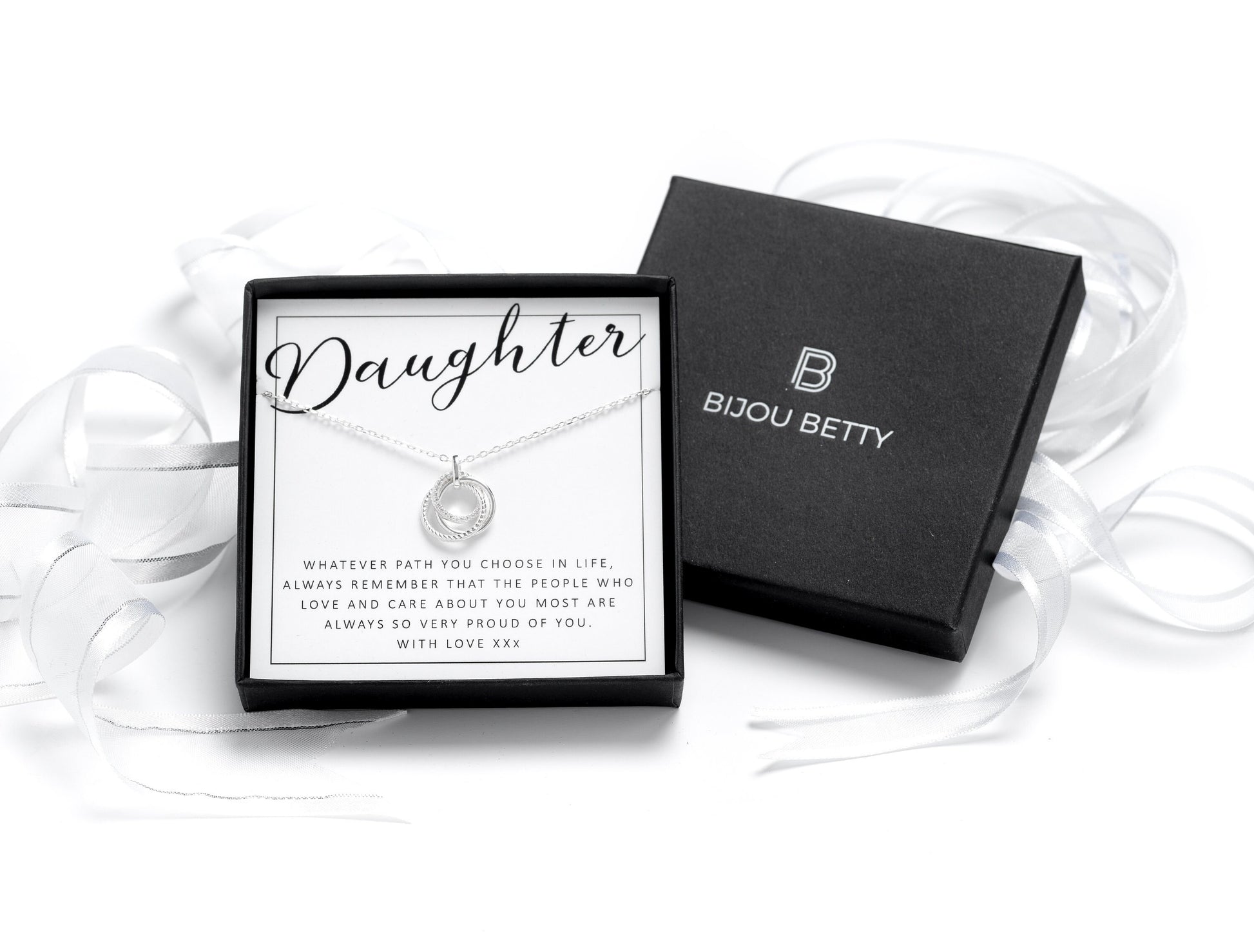 Gift for Daughter | Sterling Silver Daughter Necklace | Proud of You, Achievement Gift | Birthday, Graduation, Christmas