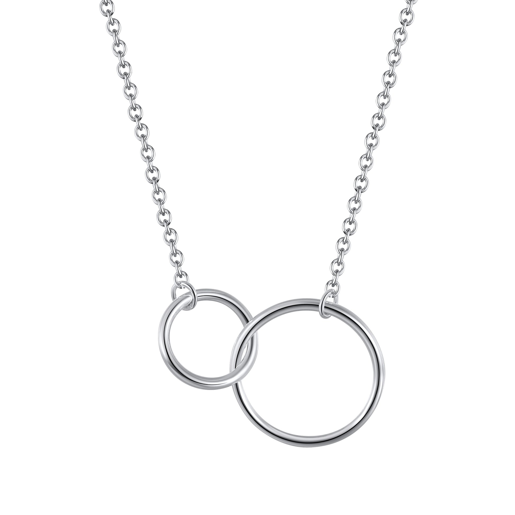 Gift For Sister - Birthday, Christmas Gift - Sisters Necklace - Sister Bracelet - Sterling Silver Interlocking Circle Pendant