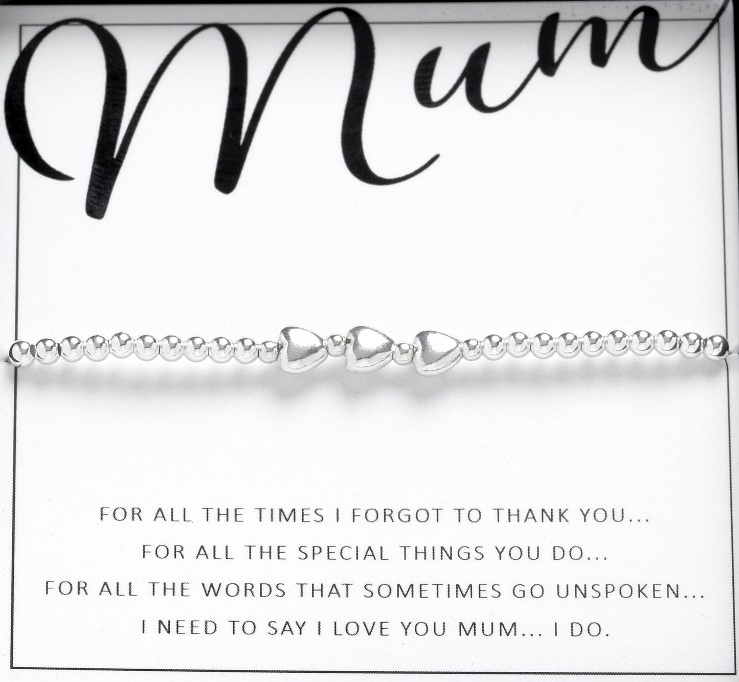 Heart Bracelet Gift for Mum | Christmas, Birthday, Thank You Gift | Sterling Silver Mum Jewellery | Mom Jewellery