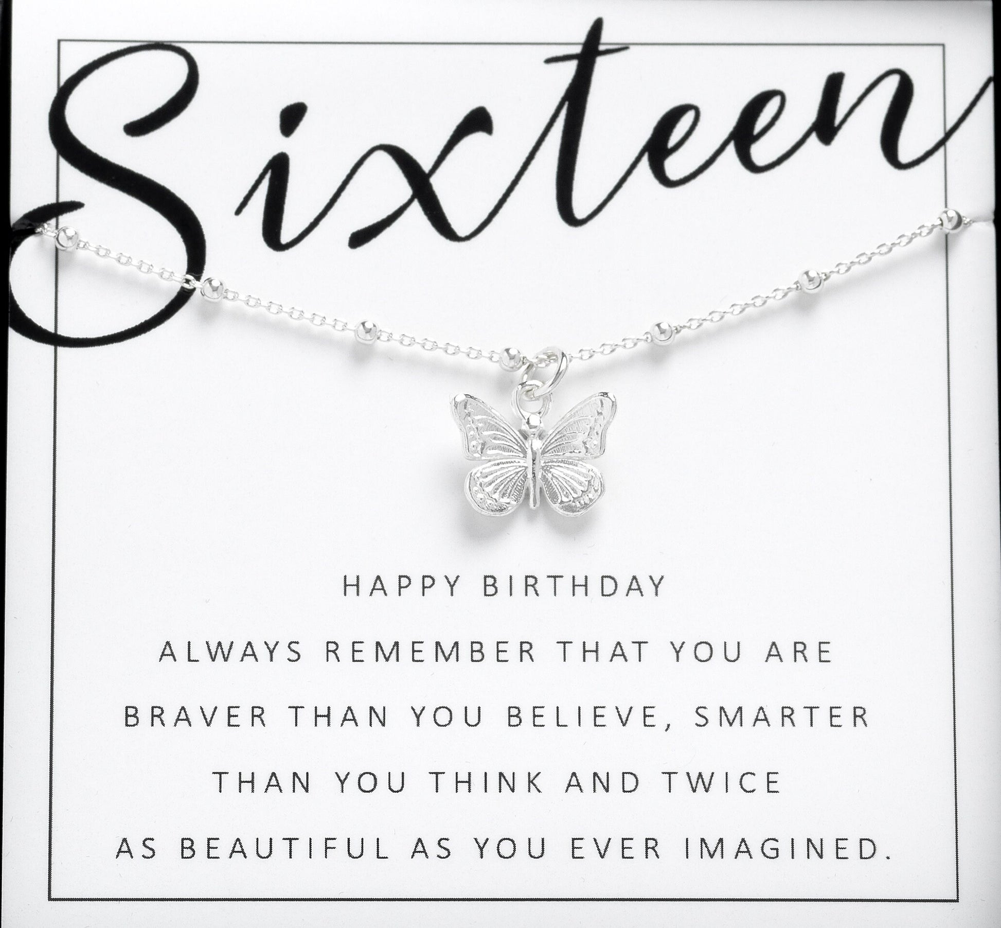 16th Birthday Gift - Solid Sterling Silver Butterfly Necklace, 16th Birthday Gift for Daughter, Sister. Niece or Friend