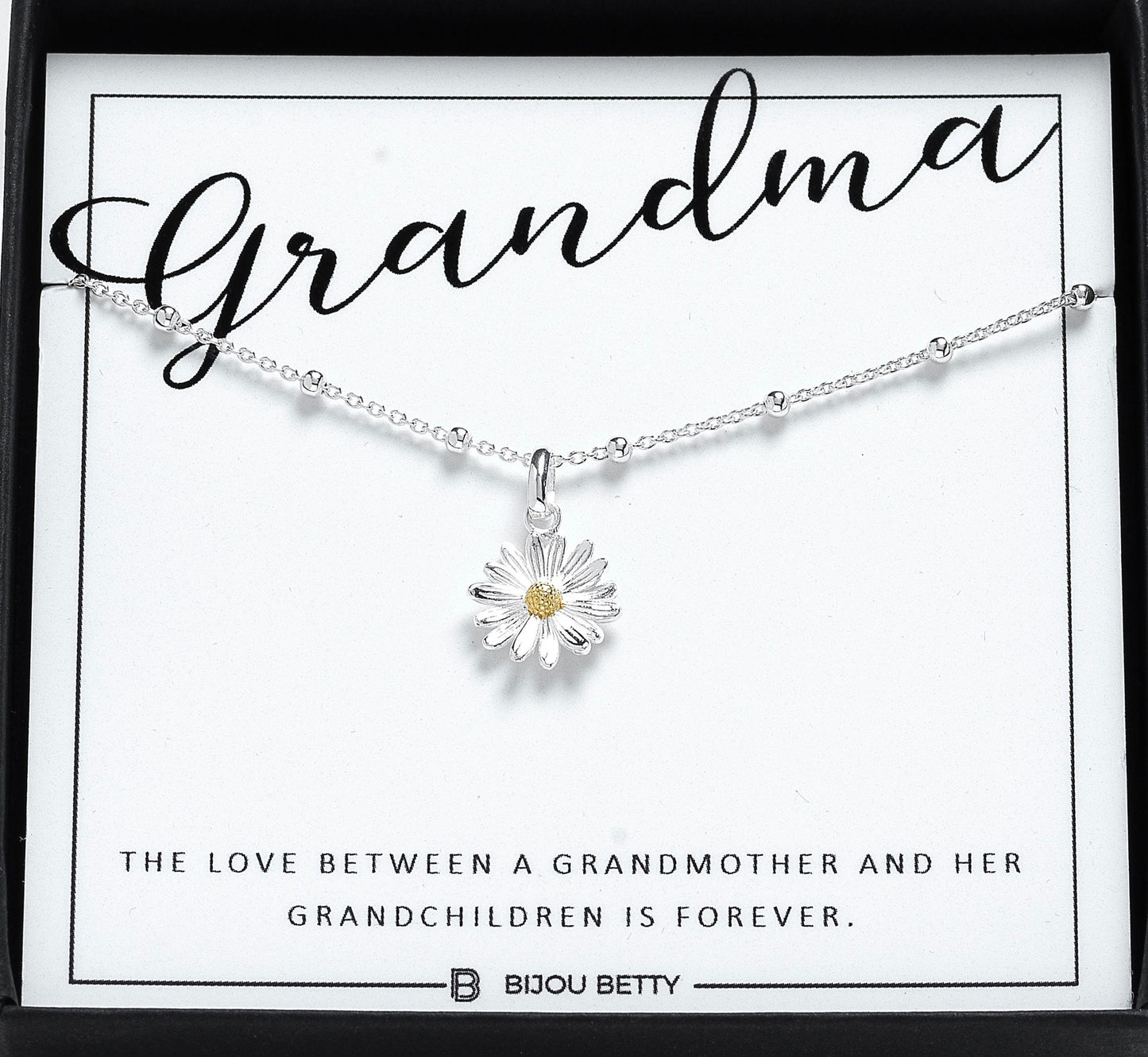 Gift for Grandma | Birthday, Christmas, New Grandma | Sterling Silver Daisy Necklace