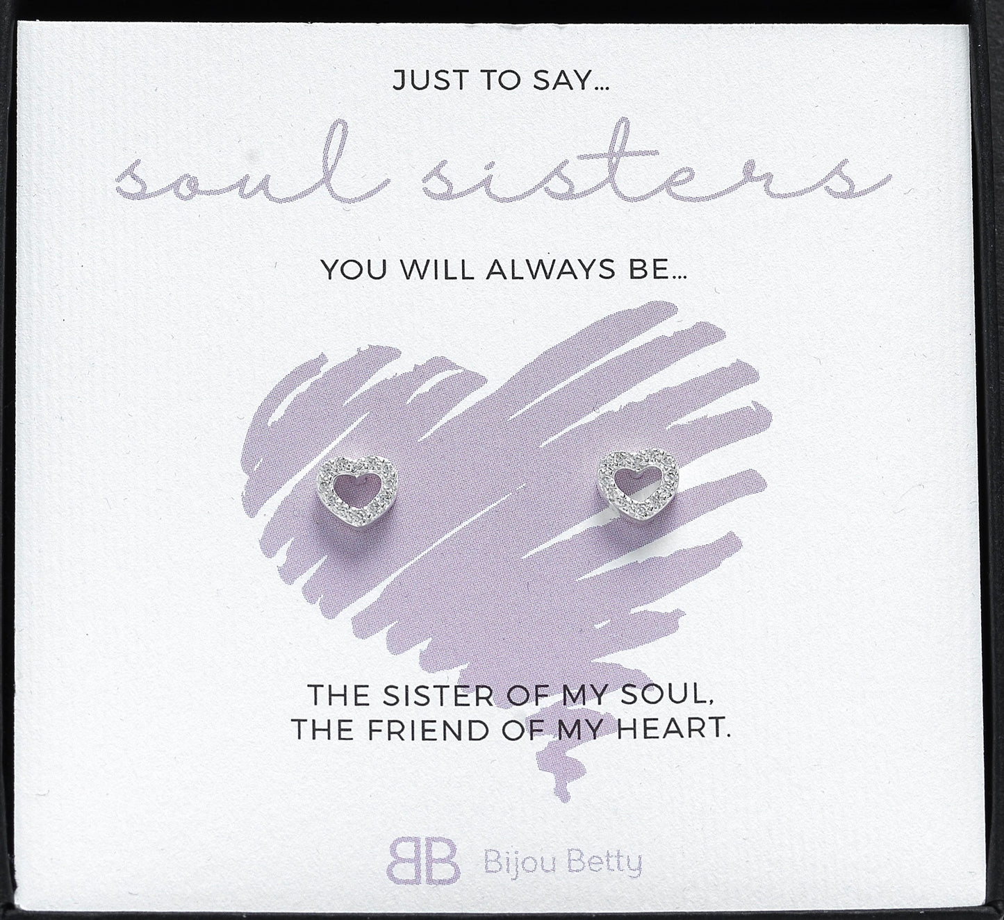 Gift for Best Friends & Soul Sisters - Heart Stud Earrings, Best Friend Birthday Gift