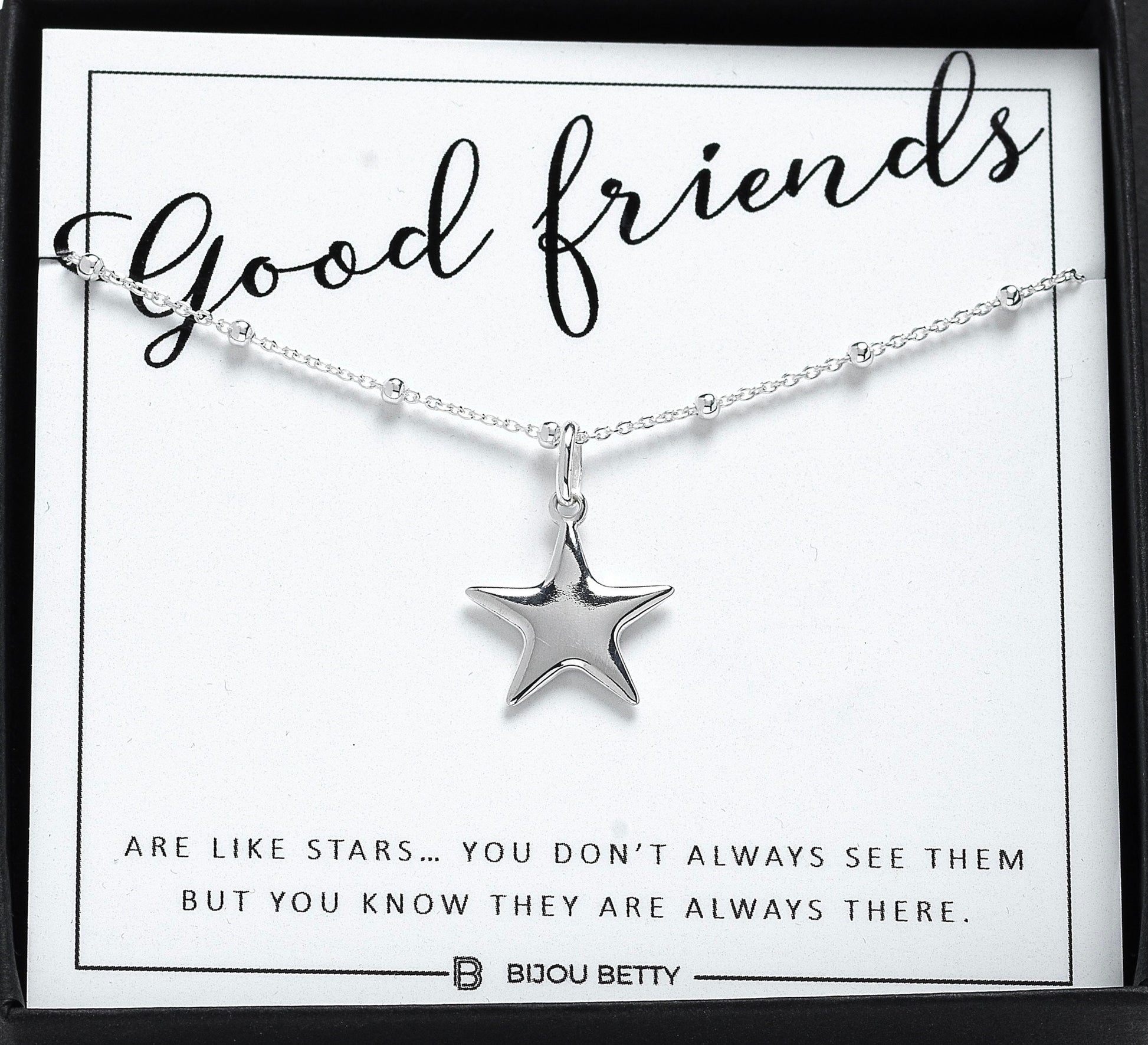 Best Friend Gift - Solid Silver Star Necklace, Gift for Her