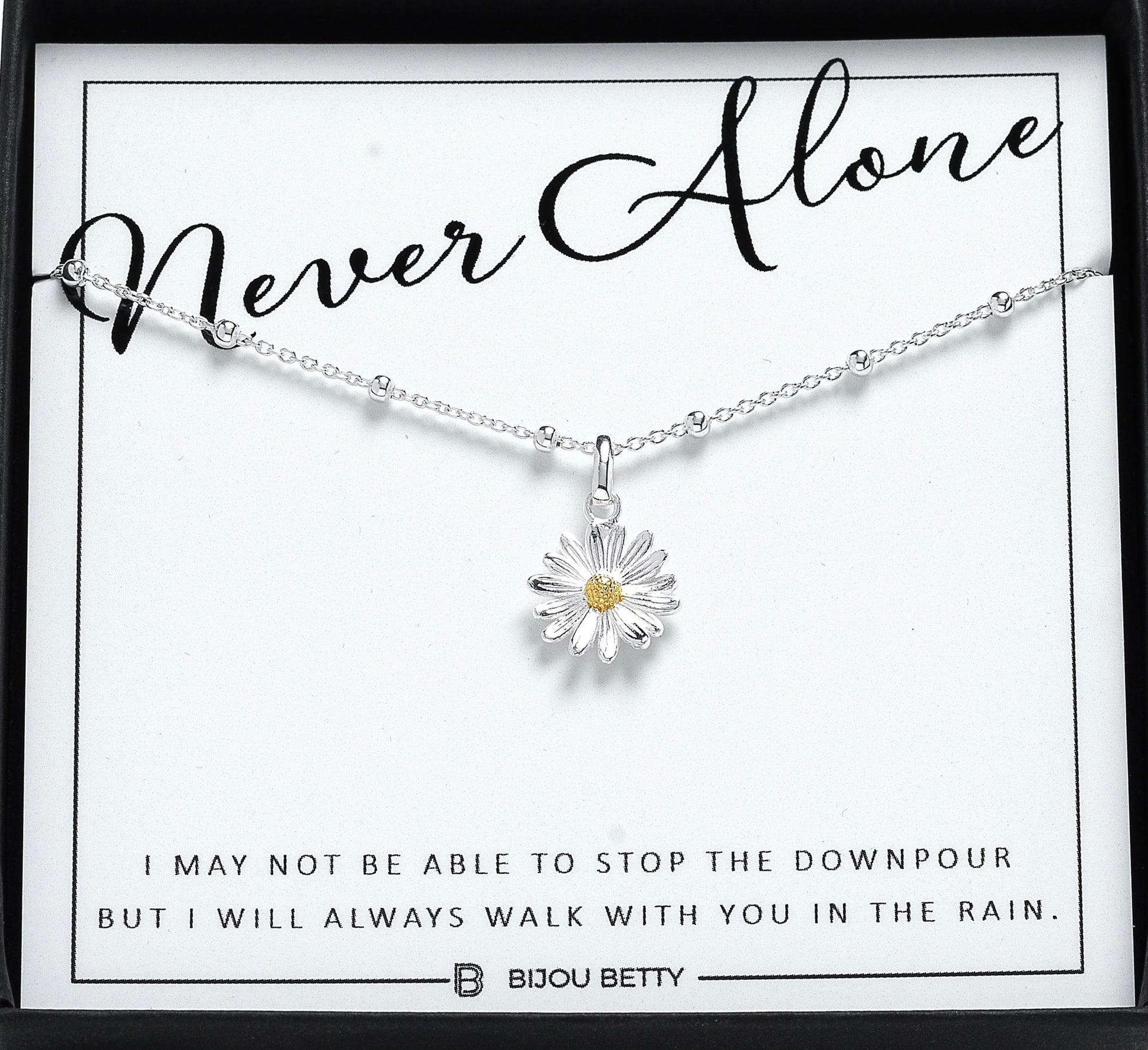 Never Alone Necklace | 'I May Not Stop the Downpour' | Support Gift for Tough Times, Friendship | Gifts For Her