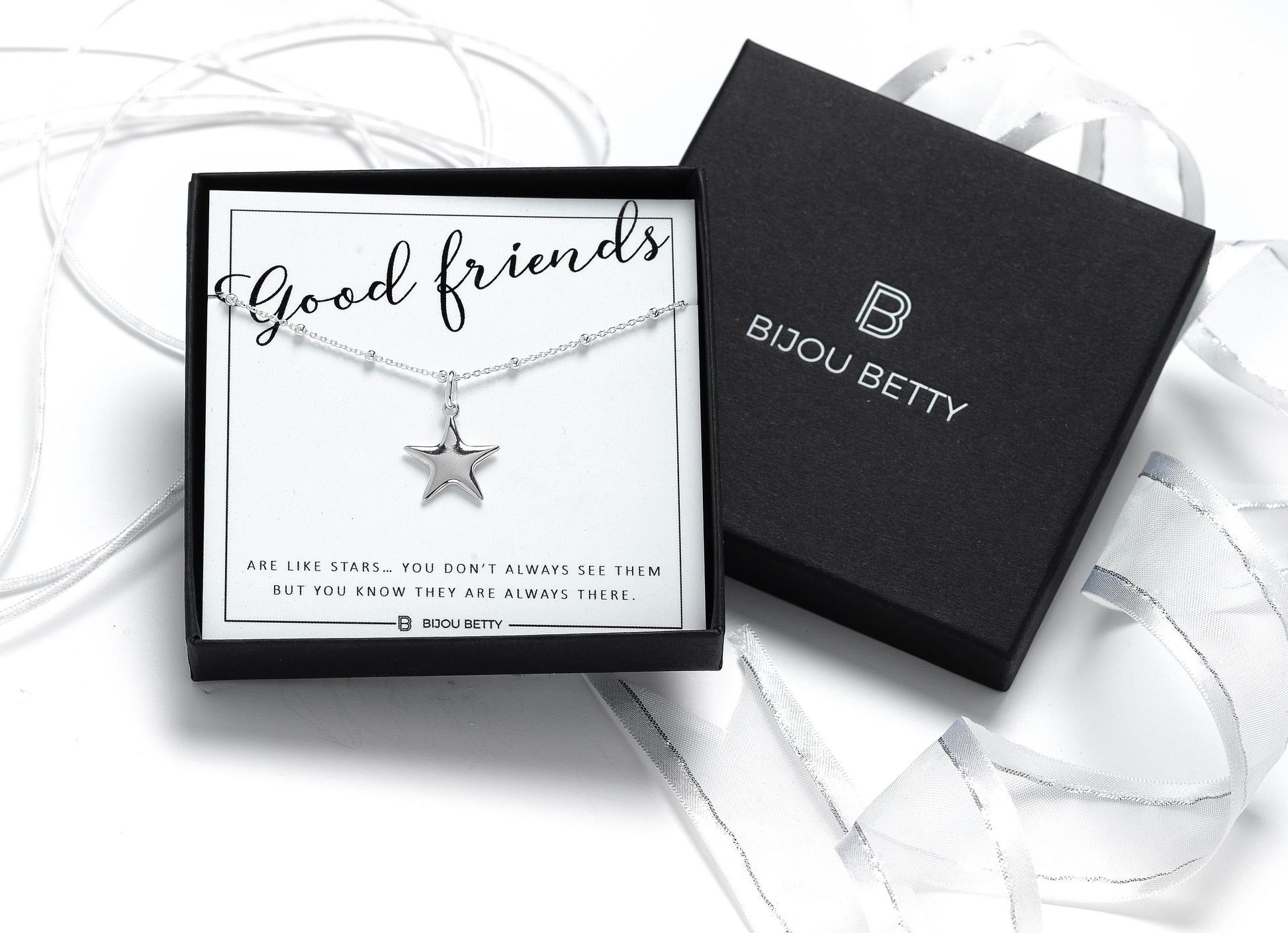 Best Friend Gift - Solid Silver Star Necklace, Gift for Her