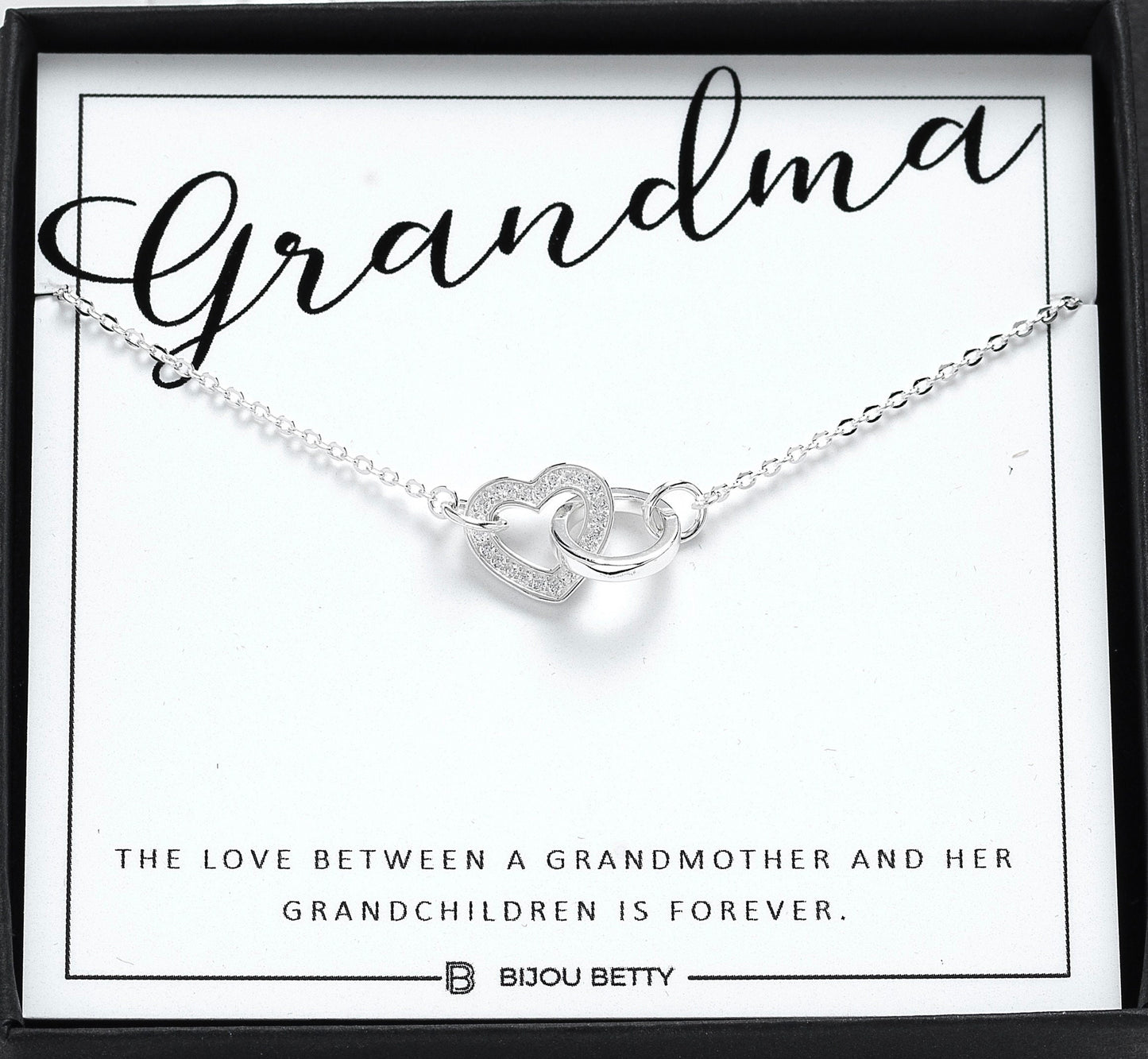 Sterling Silver Heart & Circle Necklace | Perfect Birthday Gift for Grandma with Cubic Zirconia Crystals