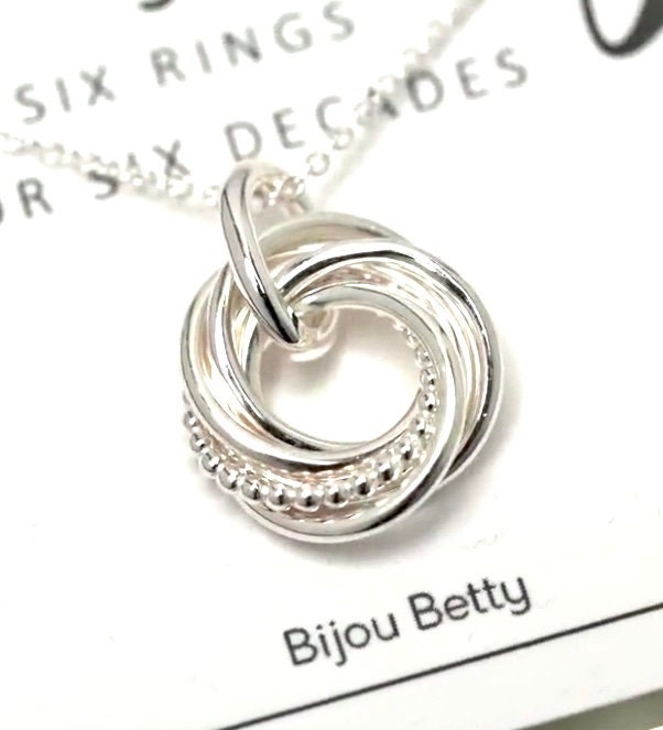 60th Birthday Gift For Woman. 60th Birthday Silver Necklace.