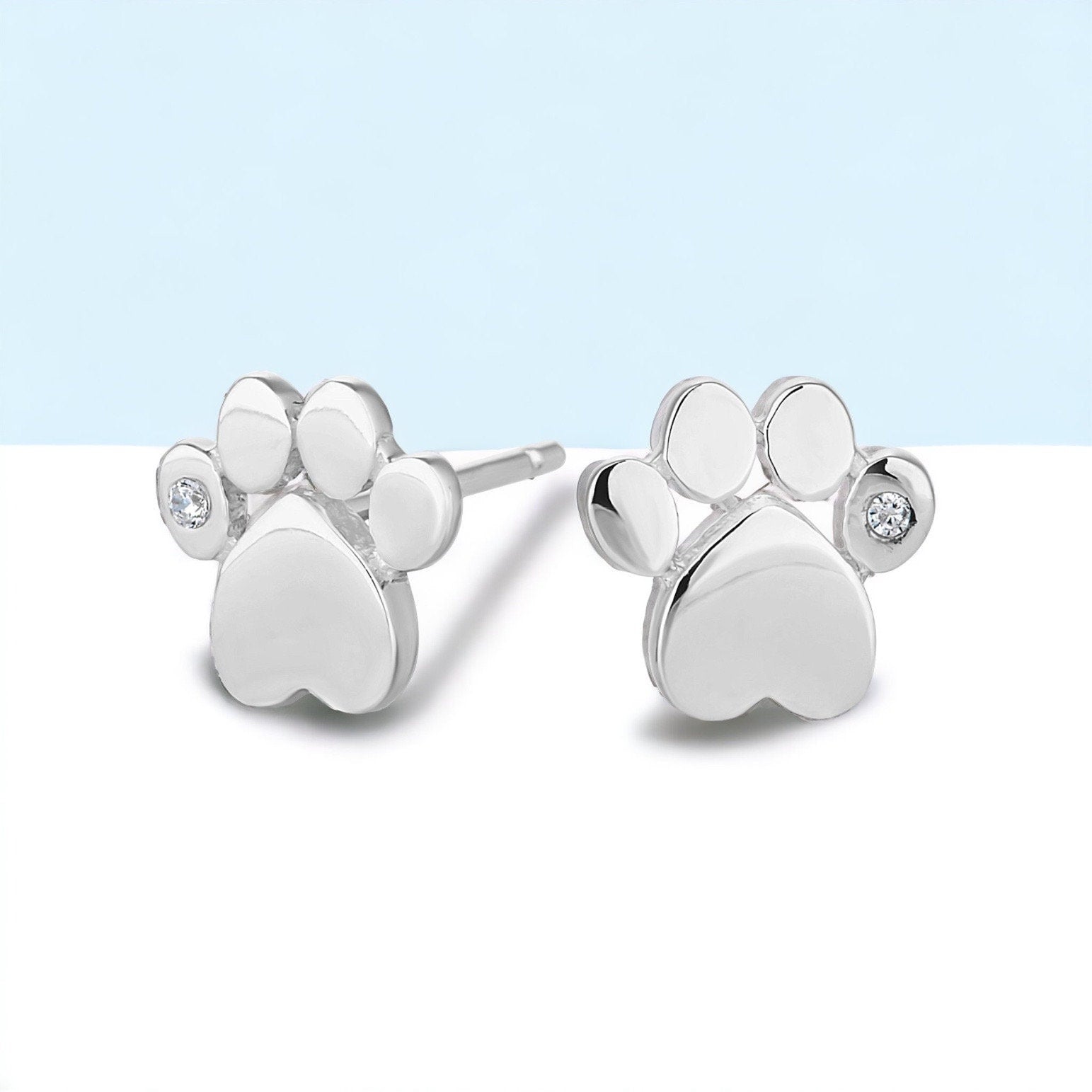 Gift for Dog Lovers: Sterling Silver Paw Print Earrings | Ideal for Friend, Dog Mom and Pet Owners