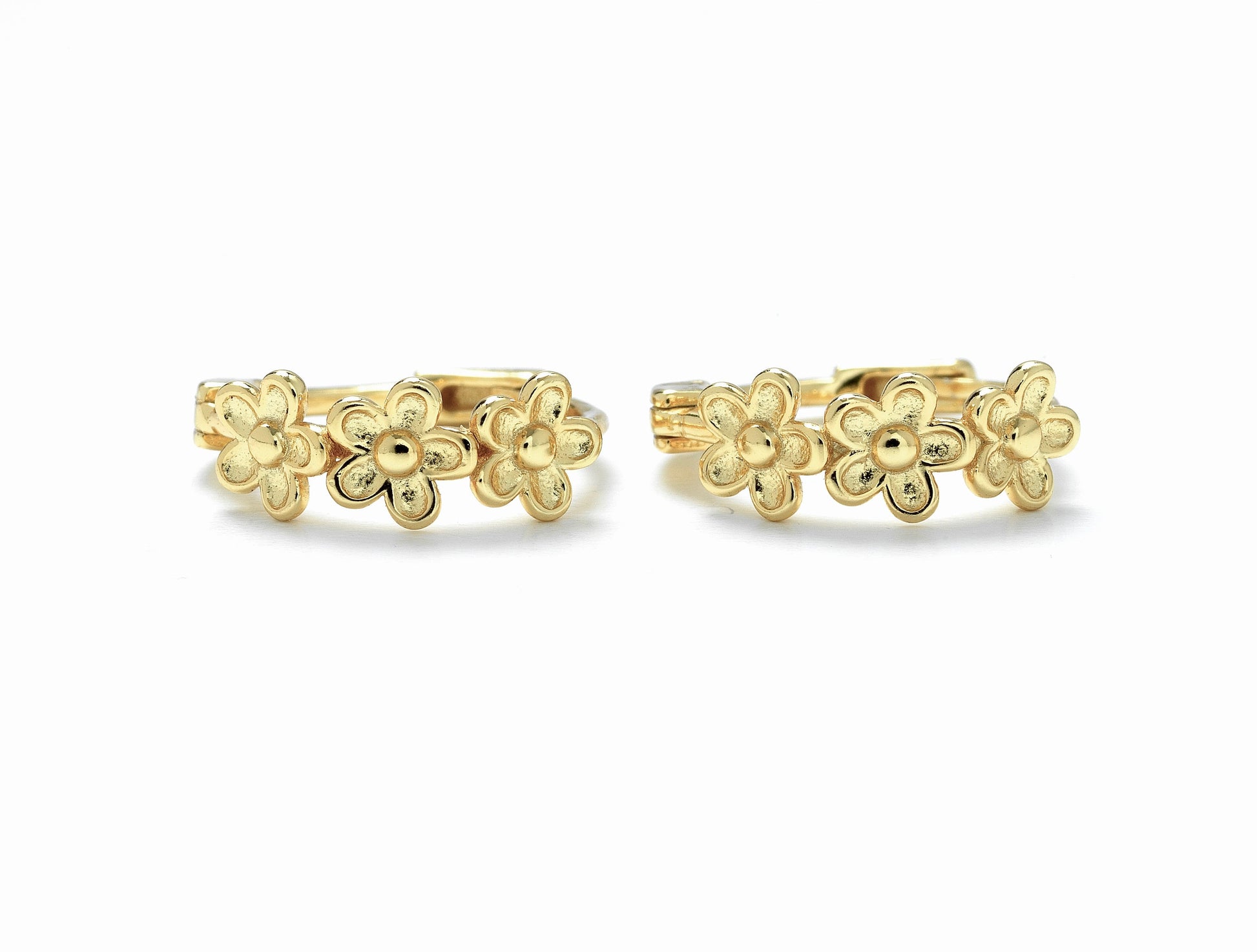 14k Gold Flower Hoop Earrings | Elegant Floral Motif Hoops | Perfect Gift for Her | Nature-Inspired Jewellery | Ideal for Special Occasions