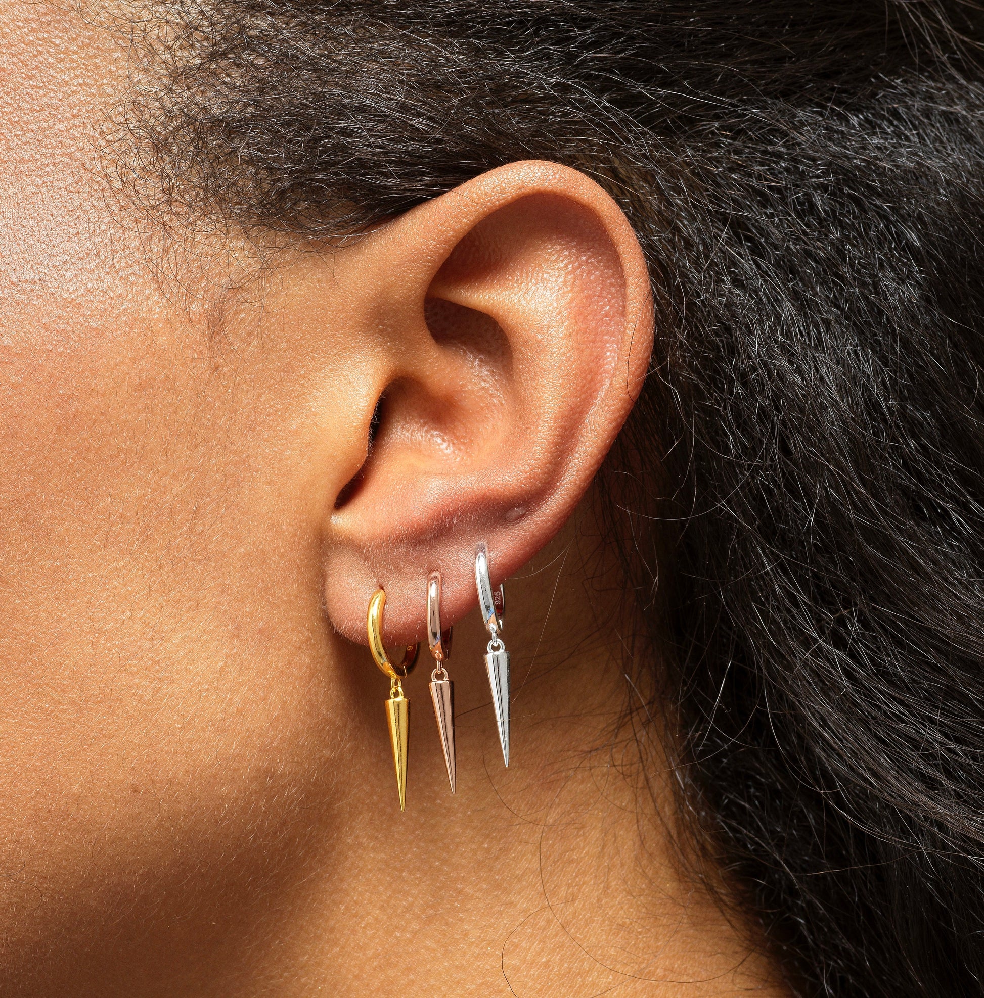 Spike Earrings, Small Hoop Earrings, Edgy Earrings, Dainty Hoops, Tiny Hoops, Huggie Hoop Earrings, Gold, Silver, Spike Hoops (1 PAIR)