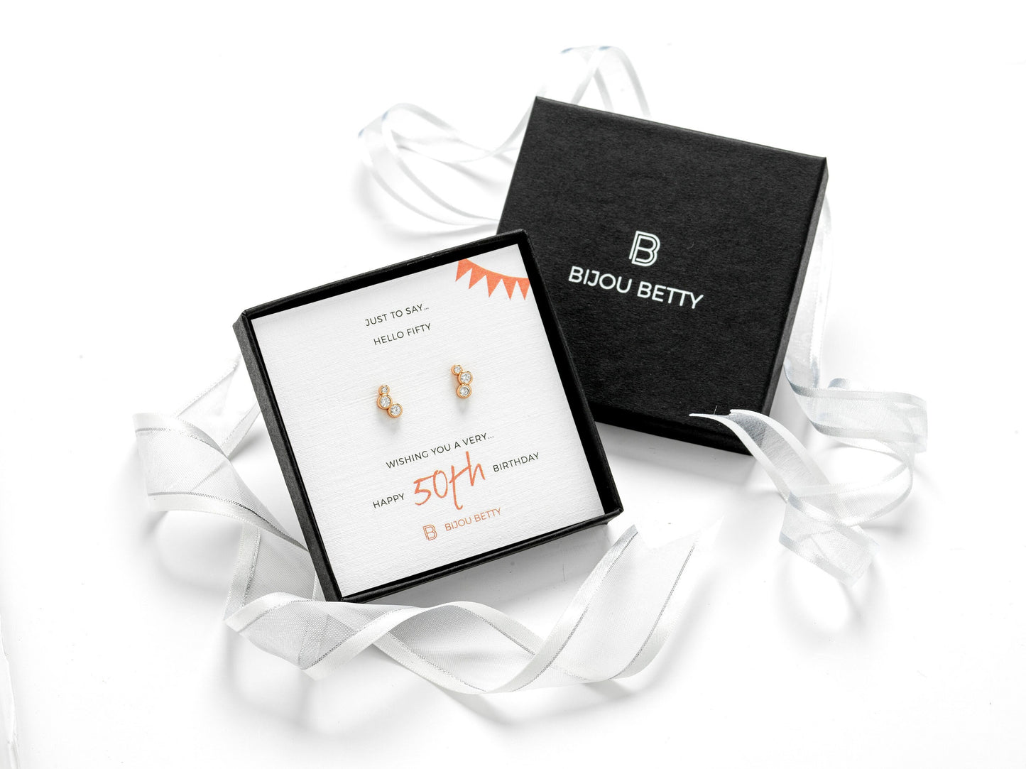 50th Birthday Gift for Mum, Sister, Friend, Wife | Silver Cubic Zirconia Earrings | Birthday Jewellery | Milestone Gift For Women