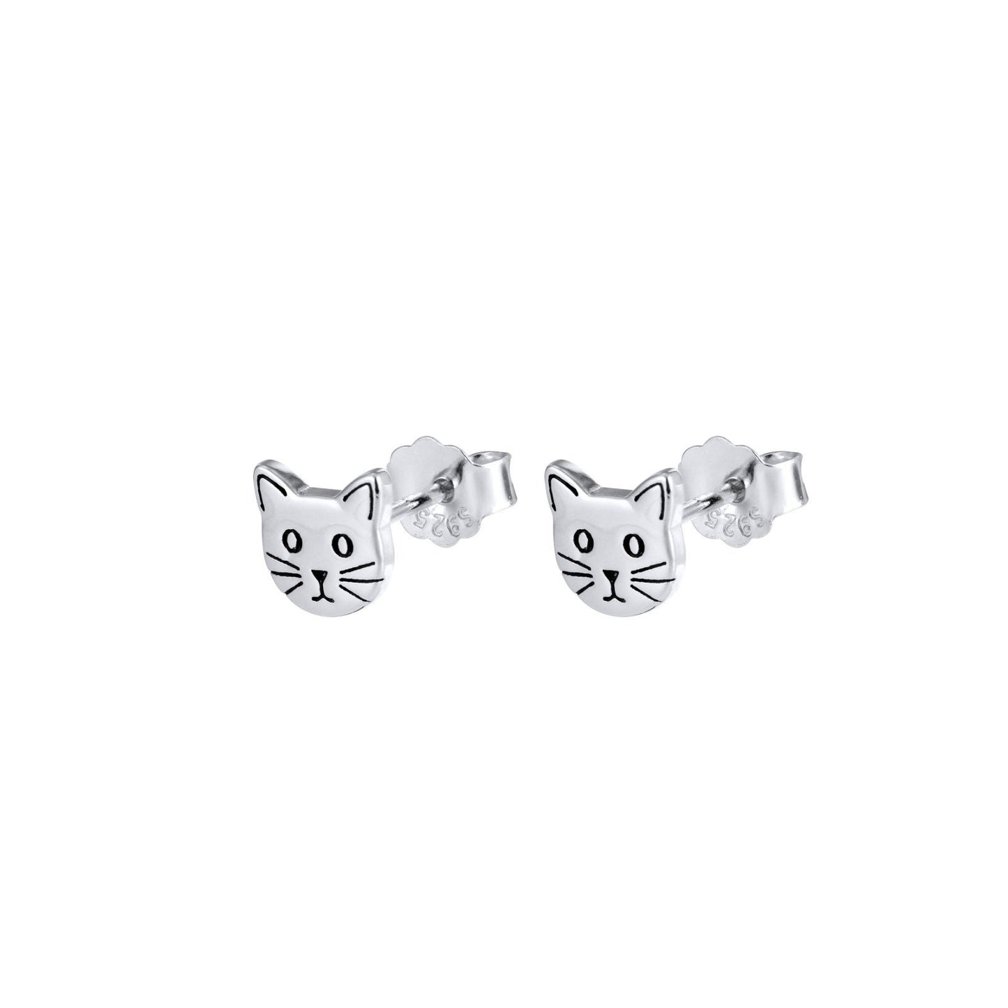 Cat Stud Earrings in Sterling Silver, Gold Cat Earrings, Cute Cat Earrings, Silver Cat Earrings, Nature Inspired Silver Animal Studs