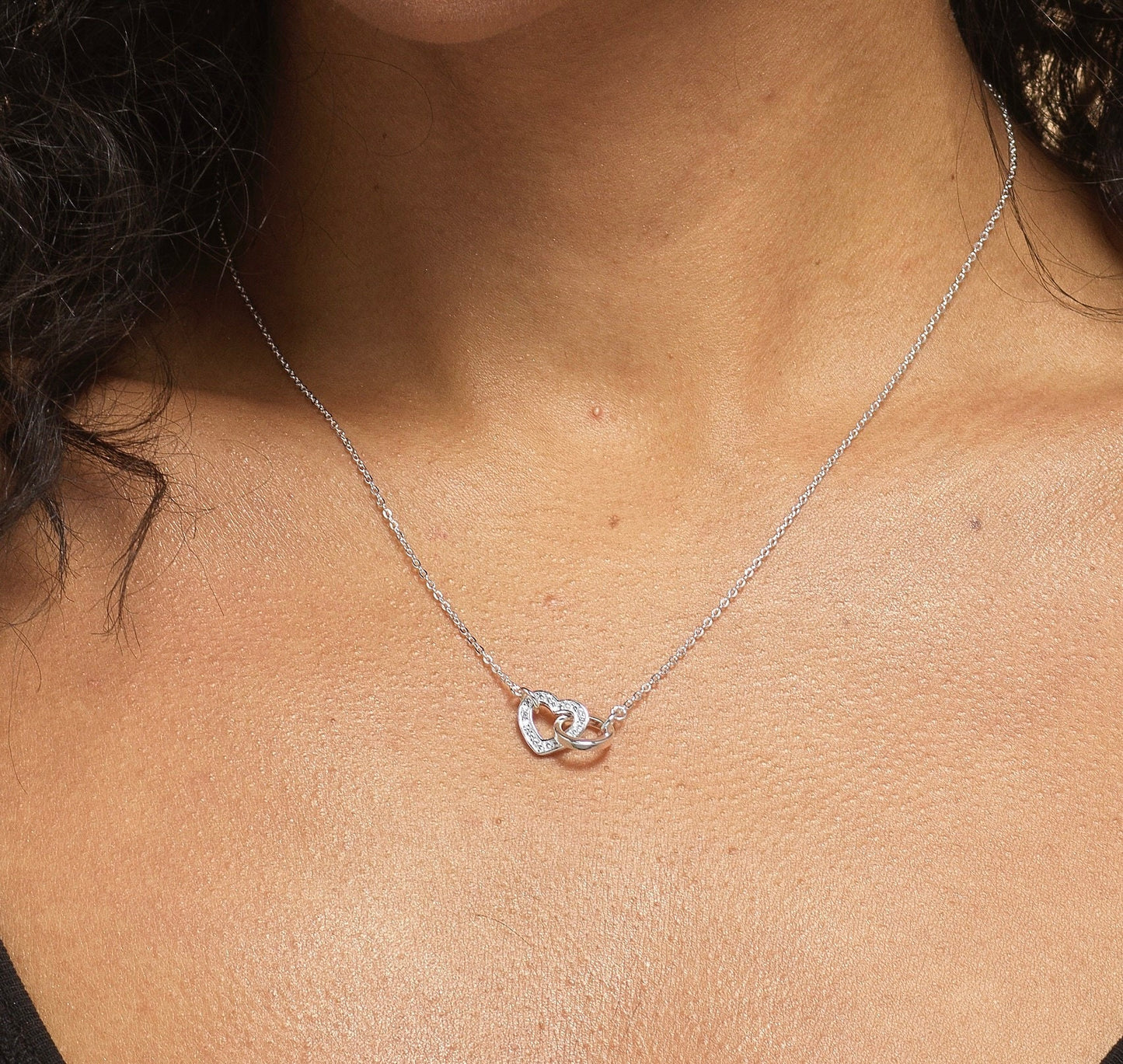 Sterling Silver Heart & Circle Necklace | Perfect Birthday Gift for Grandma with Cubic Zirconia Crystals