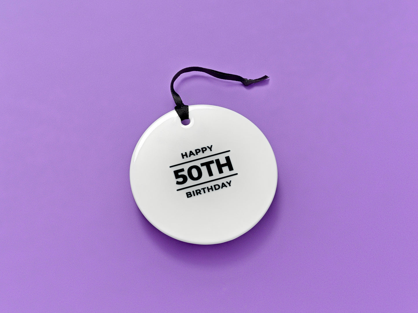 50th Birthday Ornament | Elegant Milestone Keepsake Gift for Him or Her | Ceramic Hanging Decoration with Gift Box