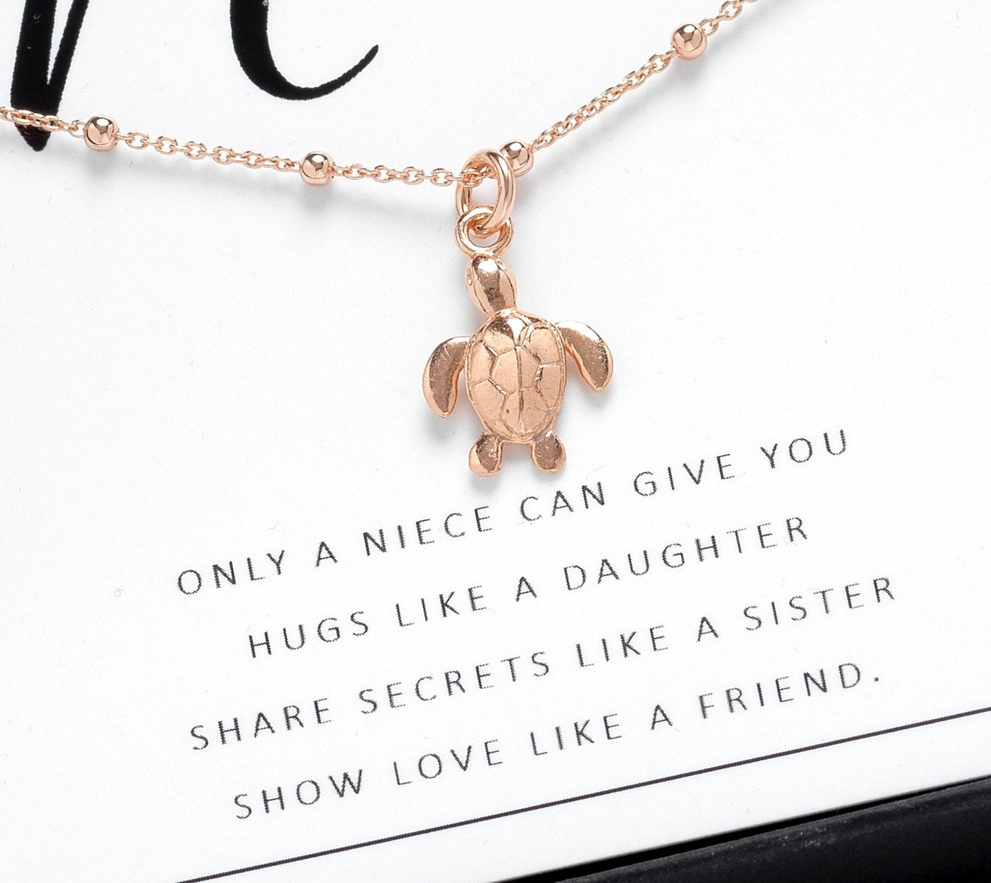 Birthday Gift for Niece - Dainty Turtle Necklace in Rose Gold, Gift For Niece, Niece Jewellery, Niece Gift From Aunt