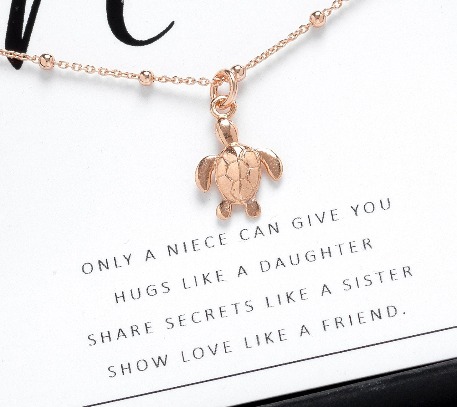 Birthday Gift for Niece - Dainty Turtle Necklace in Rose Gold, Gift For Niece, Niece Jewellery, Niece Gift From Aunt