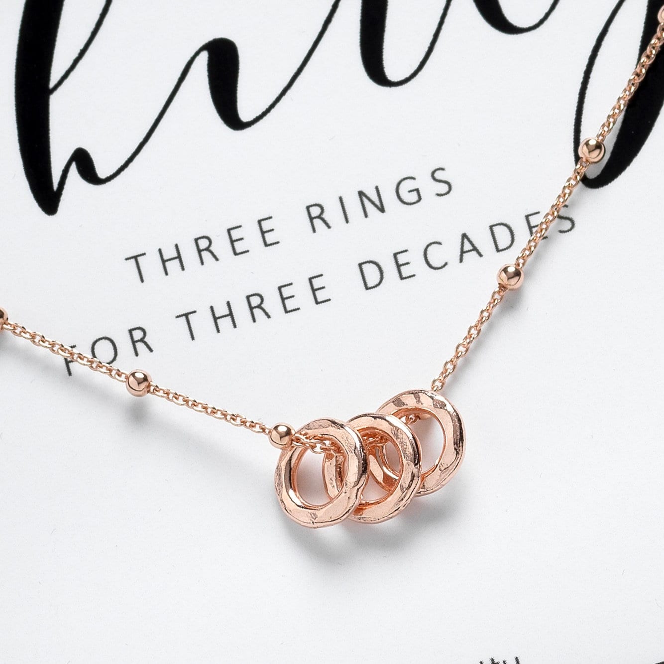 30th Birthday Necklace for Her – Solid Sterling Silver Decades Design with Rose Gold Rings | Perfect Gift for Daughter, Sister, or Friend