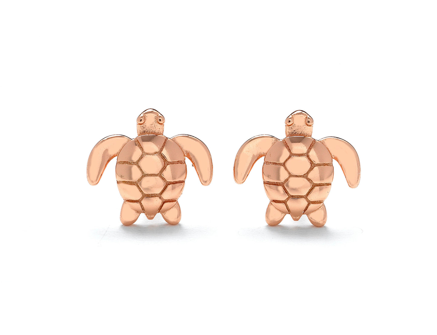 Silver Turtle Studs, Turtle Earrings, 14K Solid Gold Adorable Turtle Stud Earrings, Tiny Turtle Pushback Studs 7 x 8 Turtle Animal Earrings