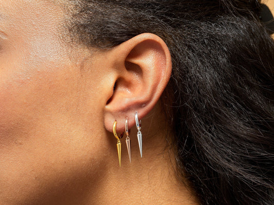 Spike Earrings, Small Hoop Earrings, Edgy Earrings, Dainty Hoops, Tiny Hoops, Huggie Hoop Earrings, Gold, Silver, Spike Hoops (1 PAIR)