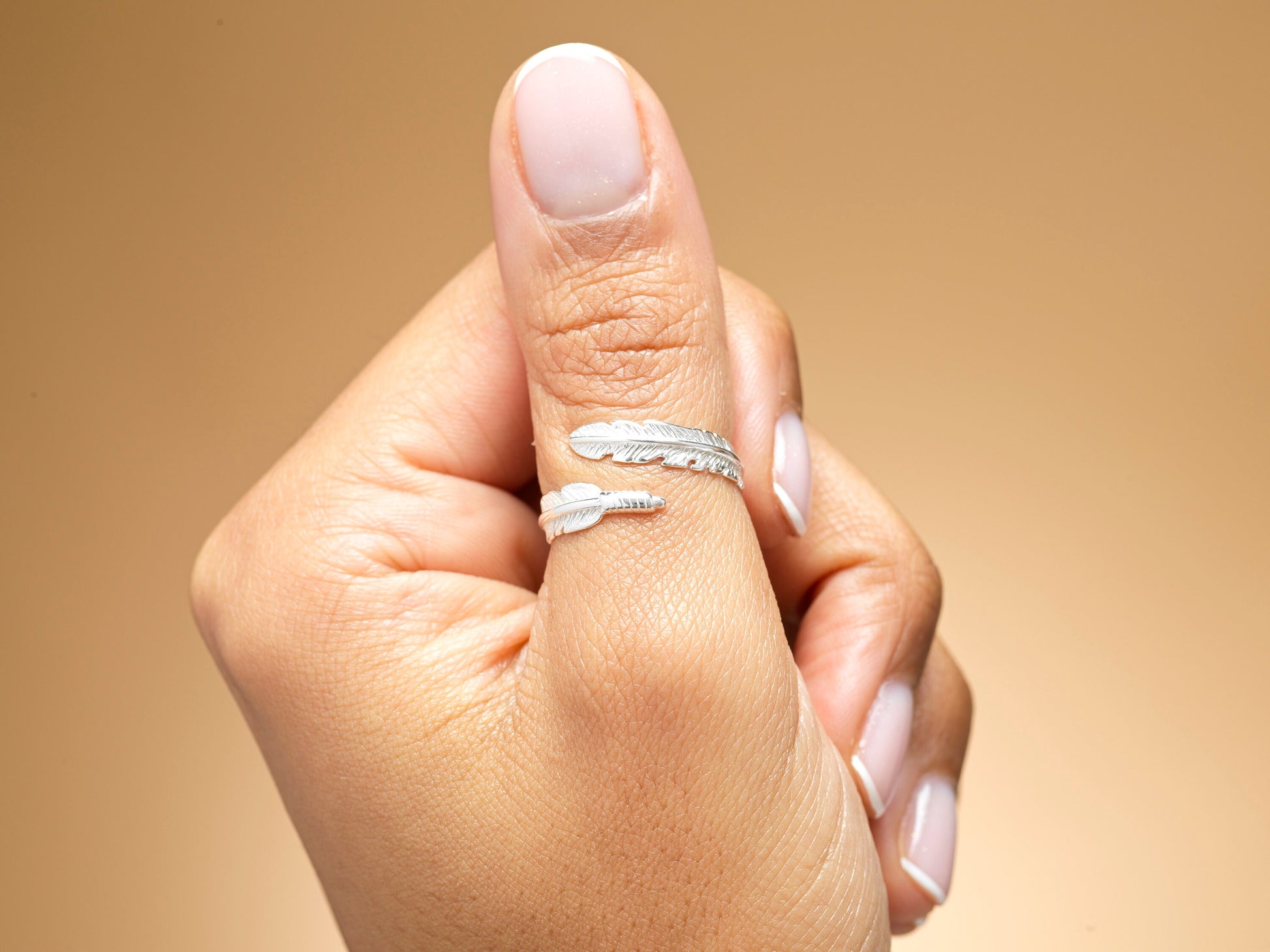 Gift for Friend, Adjustable Solid Silver Feather Ring. Birthday Gift for Her