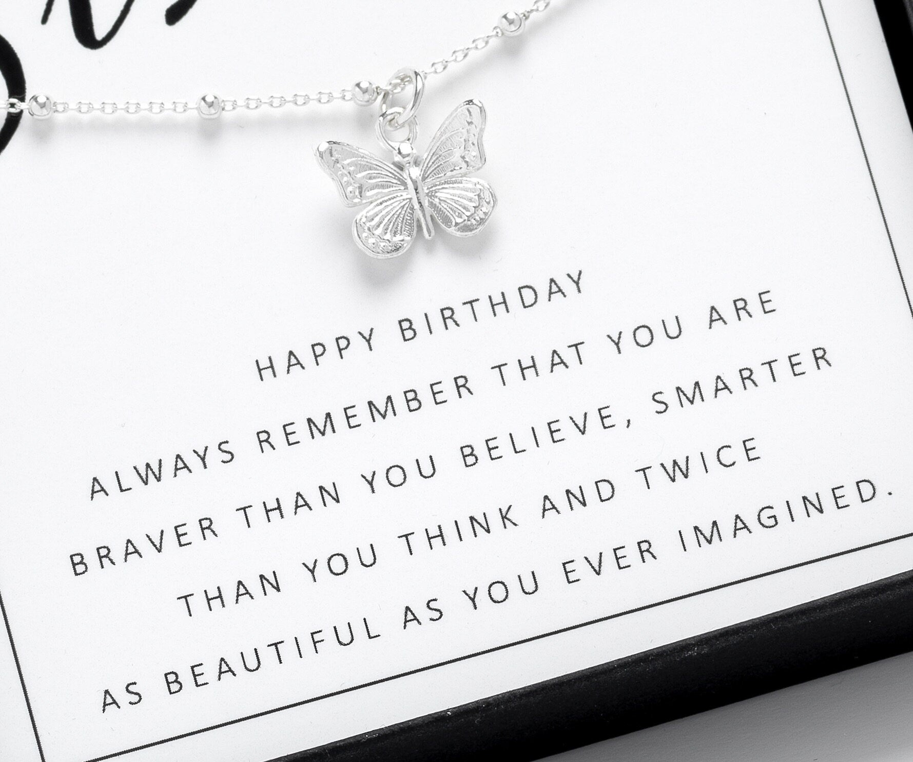 16th Birthday Gift - Solid Sterling Silver Butterfly Necklace, 16th Birthday Gift for Daughter, Sister. Niece or Friend