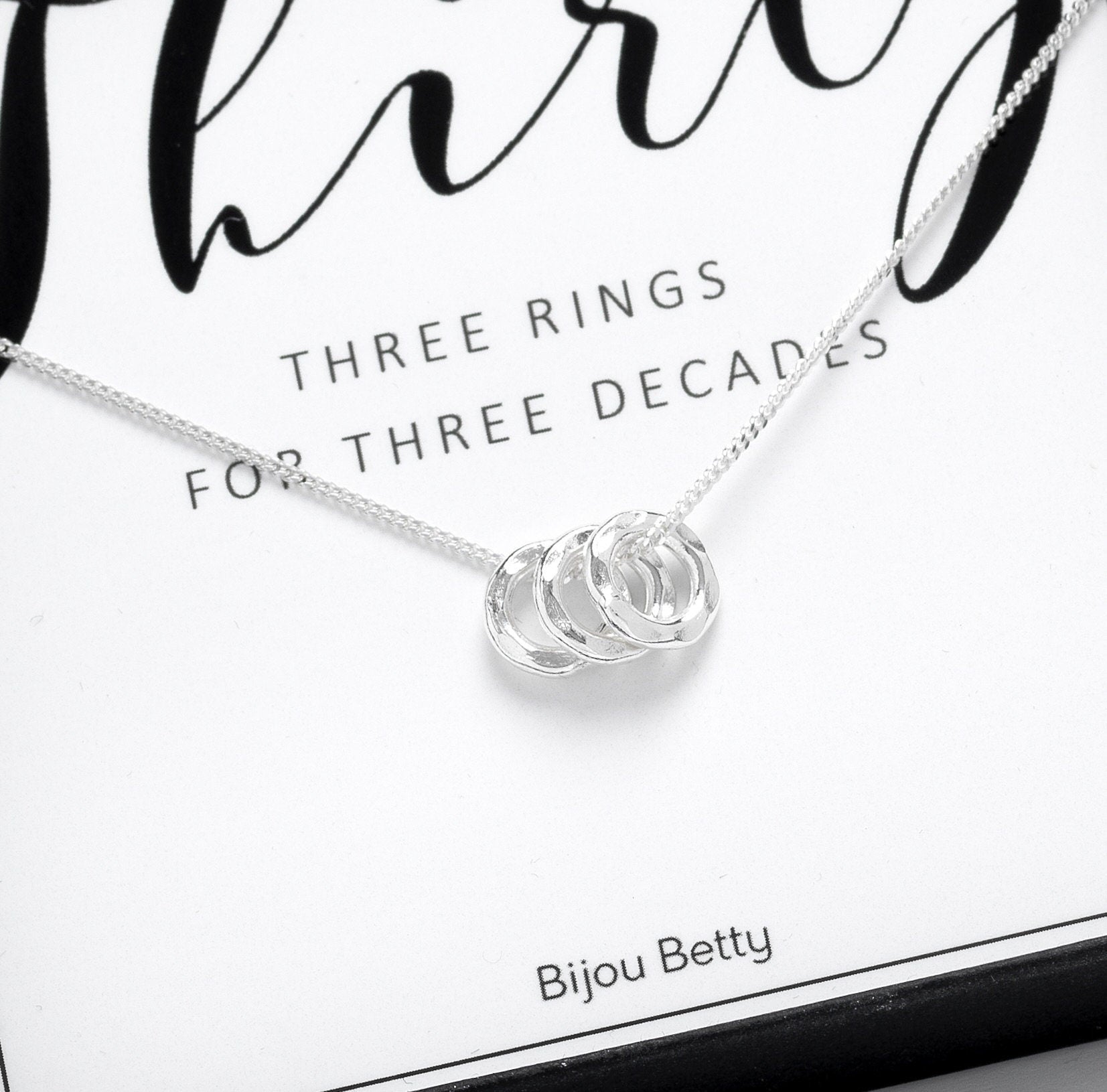 Silver 3 Ring Necklace - 30th Birthday Gift for Daughter, Sister, Friend, Niece - 30th Milestone Jewellery