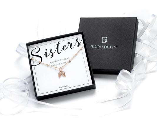 Gift for Sister, Birthday Gift, Christmas Gift, Sister Necklace, SisterJewellery, Rose Gold Angel Wing Necklace, Sister Jewellery