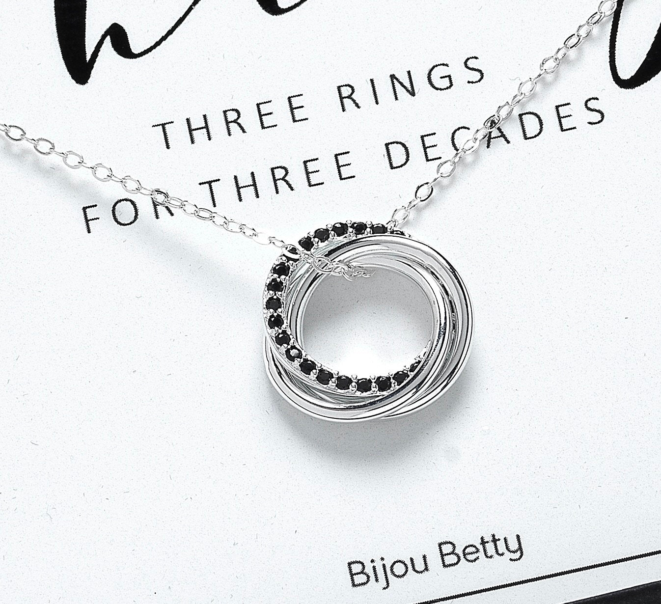 30th Birthday Gift for Woman, 3 Rings for 3 Decades, 30th Birthday Necklace, 30th Interlocking Circles Sterling Silver Jewellery