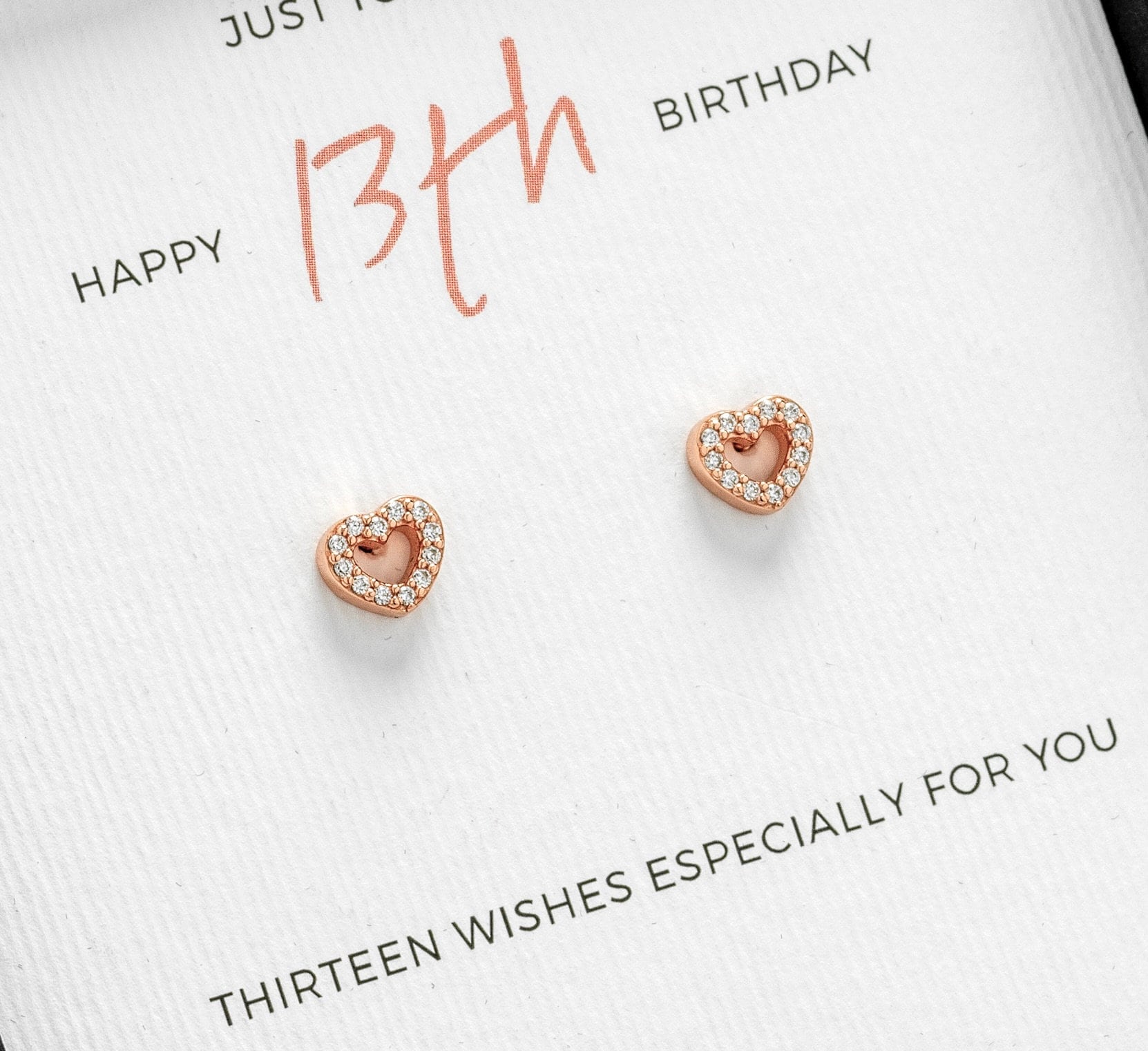 13th Birthday Gift for Daughter, Sister, Niece, Friend - Dainty Jewellery, Heart Studs, 13th Gift For Her, 13th Birthday Jewellery