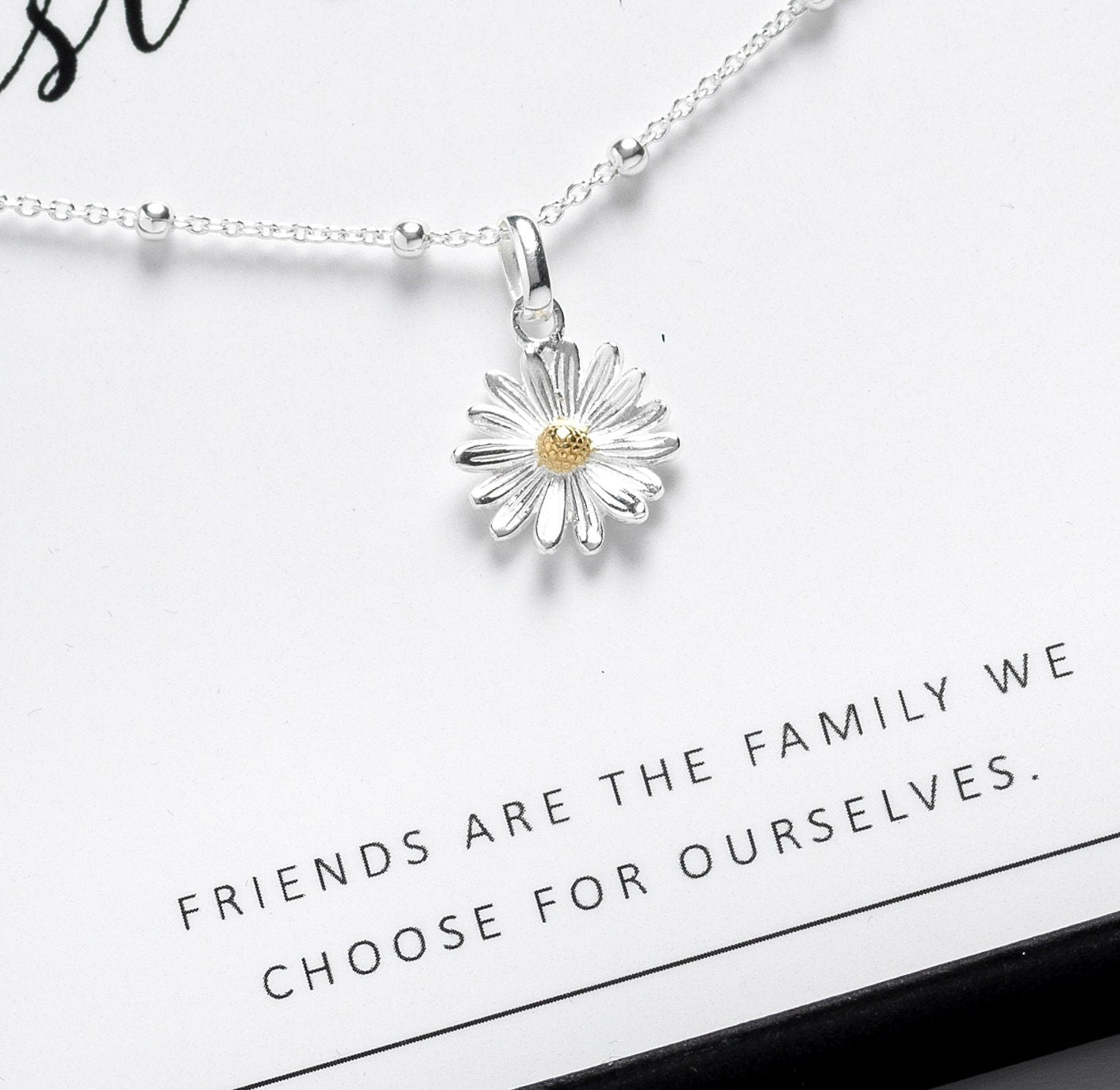 Friendship Necklace, English Daisy Necklace - A Special Gift for Your Best Friend, Best Friend Necklace, Gift for Her, Best Friend Gift